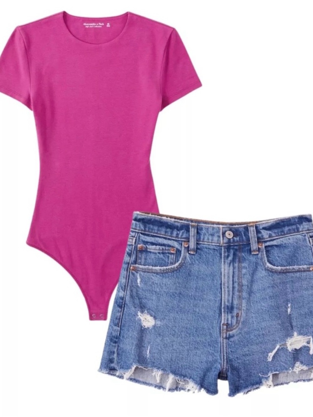 Abercrombie & Fitch Short-Sleeve Bodysuit in Bright Pink